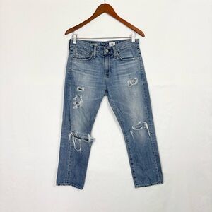AG Adriano Goldschmied The Drew Straight Leg‎ Boyfriend Jeans Distressed Size 25